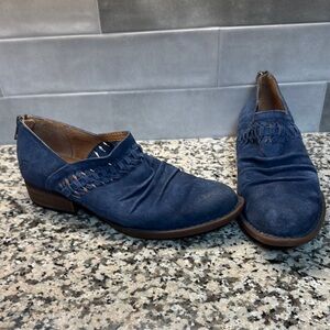 Women's Blue Leather Ankle Boots